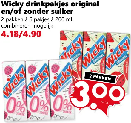 Aanbieding: Drinkpakjes original en/of zonder suiker