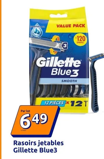 Offre: Rasoirs jetables Gillette Blue3