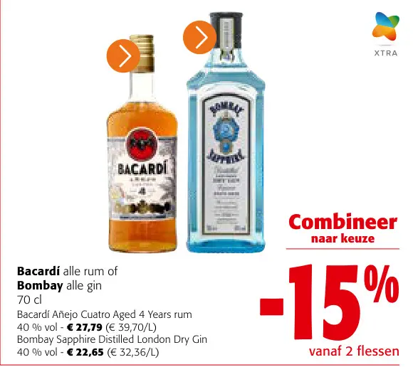 Promotie: Bacardí alle rum of Bombay alle gin