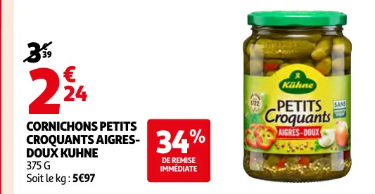 Promotie: Cornichons petits croquants aigres-doux
