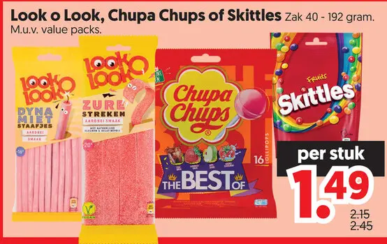 Aanbieding: Look o Look, Chupa Chups of Skittles
