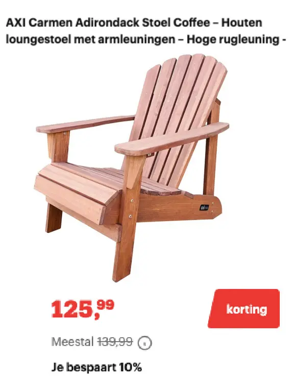 Promotie: AXI Carmen Adirondack Stoel Coffee