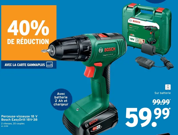 Offre: Perceuse-visseuse 18 V Bosch EasyDrill 18V-38