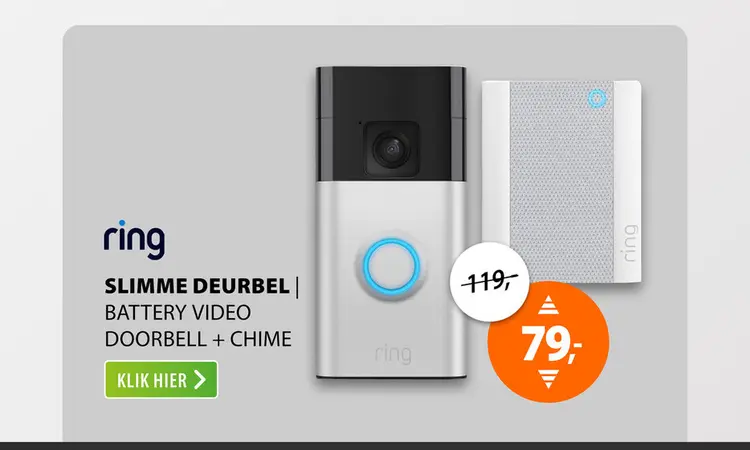 Aanbieding: Ring Battery Video Doorbell + Chime Staal