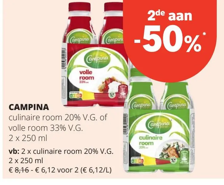 Aanbieding: culinaire room 20% V.G. of volle room 33% V.G