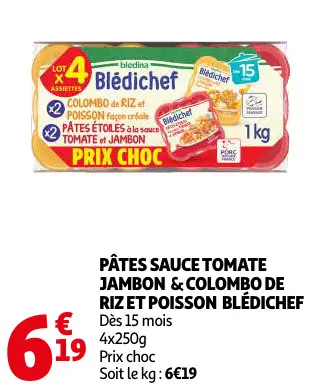Promotie: Pâtes sauce tomate jambon & colombo de riz