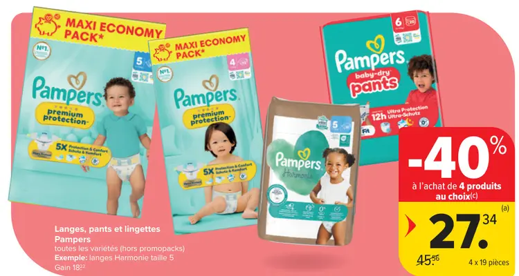 Offre: Langes, pants et lingettes