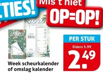 Aanbieding: Week scheurkalender of omslag kalender