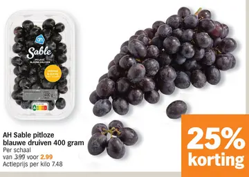 Aanbieding: AH Sable pitloze blauwe druiven