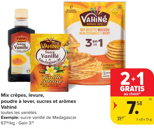Offre: Mix crêpes, levure, poudre à lever, sucres et