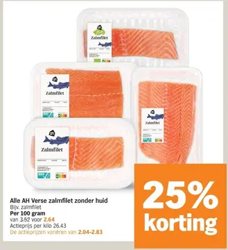 Aanbieding: Alle AH Verse zalmfilet zonder huid