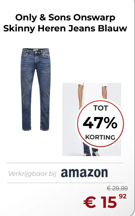 Aanbieding: Only & Sons Onswarp Skinny Heren Jeans Blauw