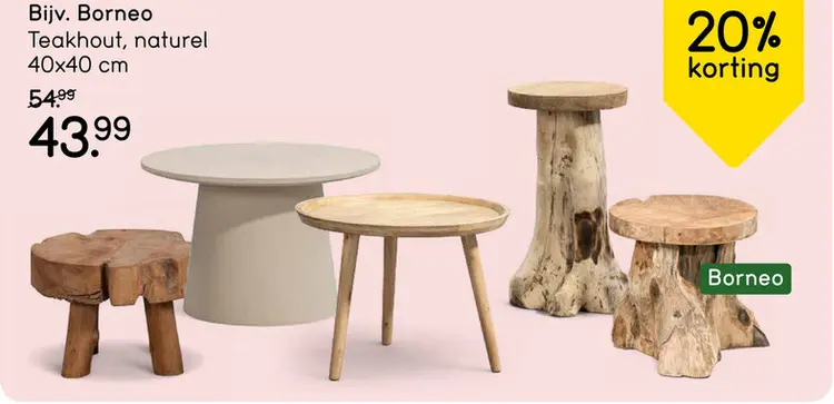 Aanbieding: Bijzettafel Borneo - teak - 40xØ40 cm