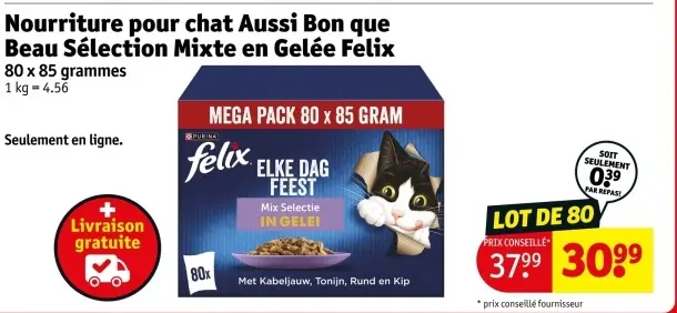 Offre: Nourriture pour chat aussi bon que Beau Sélection Mixte en Gelée Felix