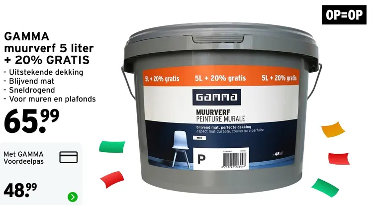 Aanbieding: Muurverf 5 liter + 20% gratis