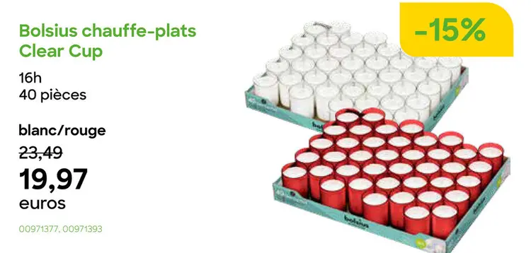 Offre: Bolsius chauffe-plats Clear Cup