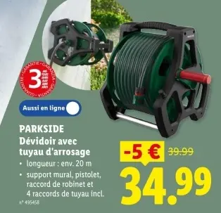 Offre: Dévidoir avec tuyau d'arrosage