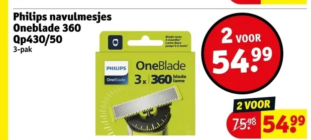Promotie: Philips navulmesjes Oneblade 360 Qp430/50