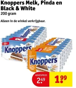 Aanbieding: Knoppers Melk, Pinda en Black & White