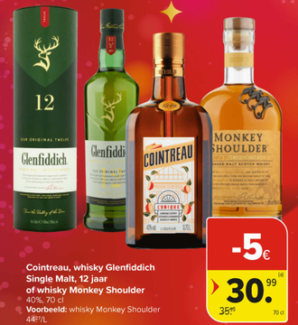 Aanbieding: Cointreau, whisky Glenfiddich Single Malt, 12