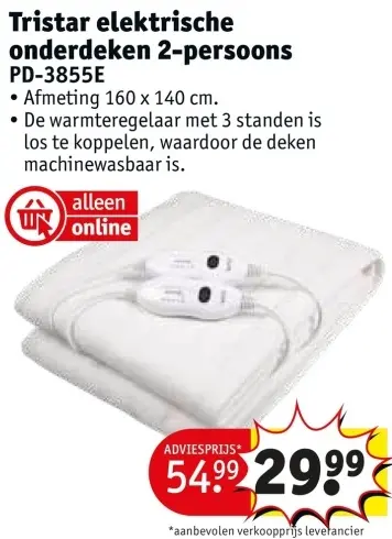 Promotie: elektrische onderdeken 2-persoons PD-3855E