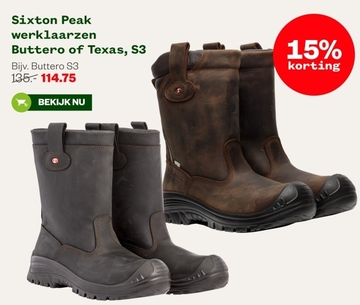 Aanbieding: Sixton Peak werklaarzen Buttero of Texas, S3