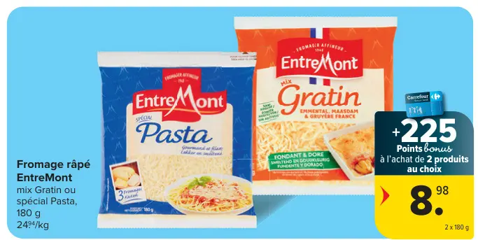 Offre: Fromage râpé mix Gratin ou spécial Pasta