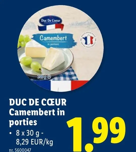 Promotie: Duc De Coeur Camembert in porties