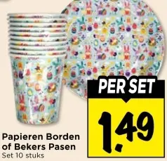 Papieren Borden of Bekers Pasen
