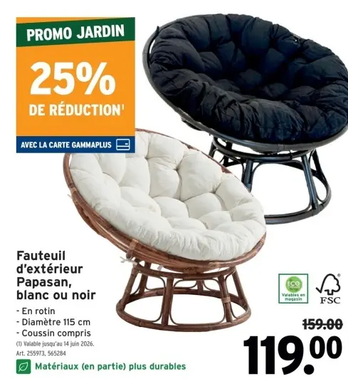 Offre: Fauteuil d'extérieur Papasan