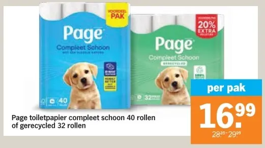 Aanbieding: Toiletpapier compleet schoon 40 rollen of gerecycled 32 rollen