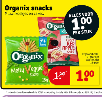 Aanbieding: Organix snacks 3 + jaar Red Apple Chips 