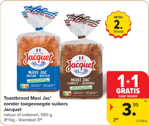 Promotie: Toastbrood Maxi Jac' zonder toegevoegde suikers