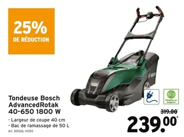 Offre: Tondeuse Bosch Advanced Rotak 40-650 1800 W