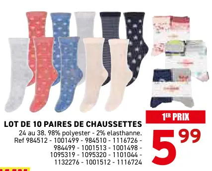 Offre: Lot de 10 paires de chaussettes