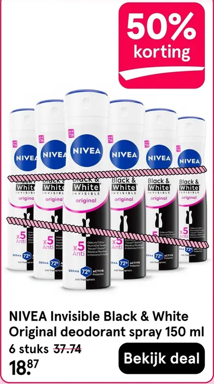 Aanbieding: NIVEA Invisible Black & White Original deodorant spray