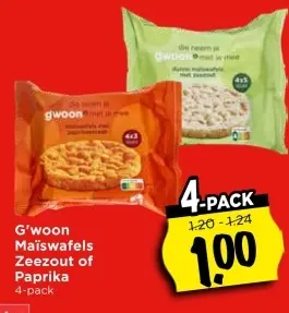 Maïswafels Zeezout of Paprika