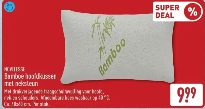 Aanbieding: Bamboe hoofdkussen met neksteun