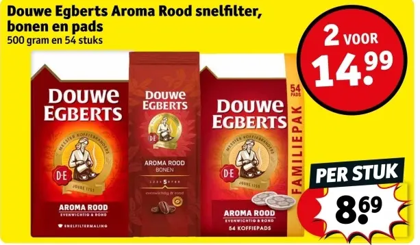 Aanbieding: Aroma Rood snelfilter, bonen en pads
