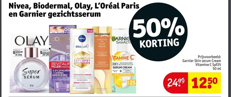 Aanbieding: Nivea, Biodermal, Olay, L'Oréal Paris en Garnier gezichtsserum