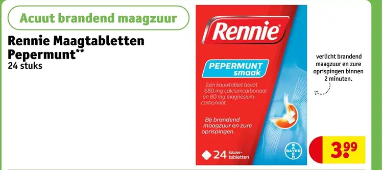 Aanbieding: Rennie Maagtabletten Pepermunt