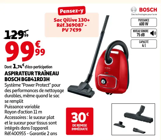 Offre: Aspirateur traîneau BOSCH bgb41rd3h
