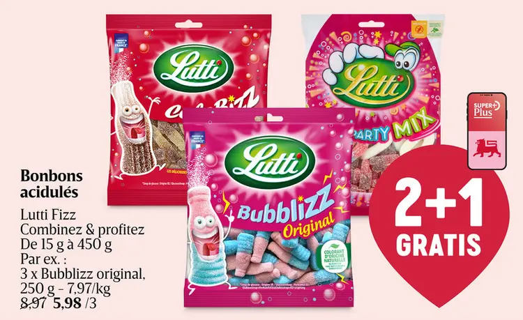 Offre: Bonbons acidulés Lutti Fizz