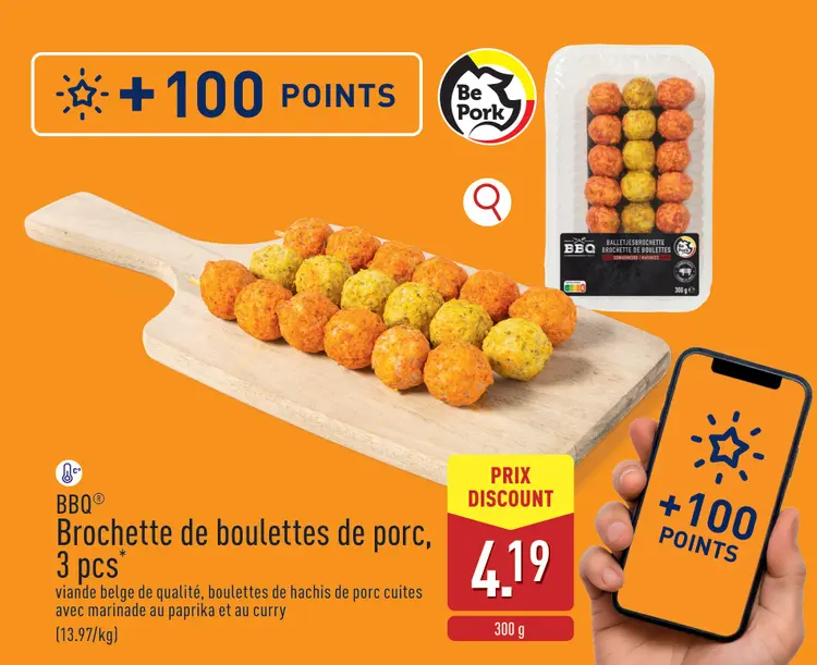 Offre: Brochette de boulettes de porc