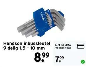 Aanbieding: Inbussleutel 9 delig 1.5 - 10 mm