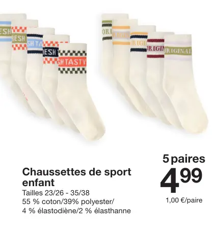 Offre: Chaussettes de sport enfant