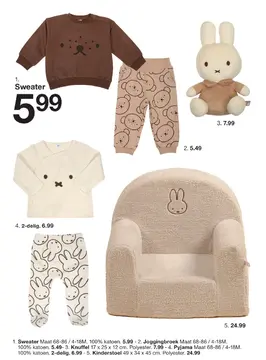 Aanbieding: Sweater, Joggingbroek, Knuffel, Pyjama of Kinderstoel