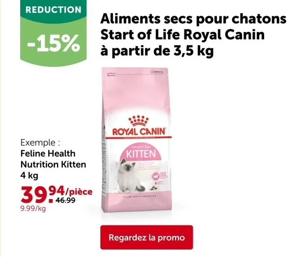 Offre: Aliments secs pour chatons Start of Life
