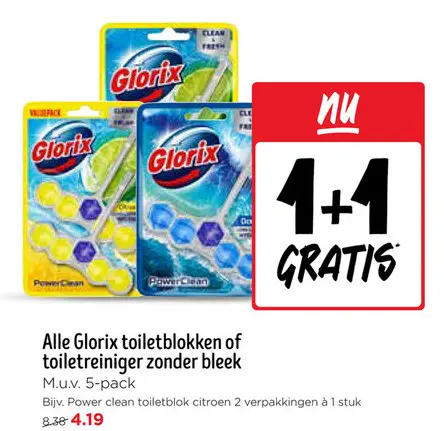 Aanbieding: Glorix toiletblokken of toiletreiniger zonder bleek