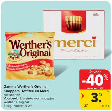 Aanbieding: Gamma Werther's Original, Knoppers, Toffifee en Merci